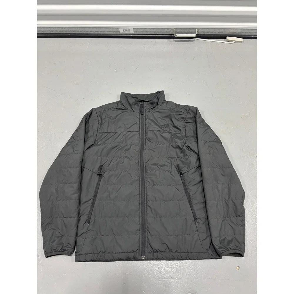 The North Face Mens Puffer Jacket Dark Gray Quilted Full Zip Coat Size Medium